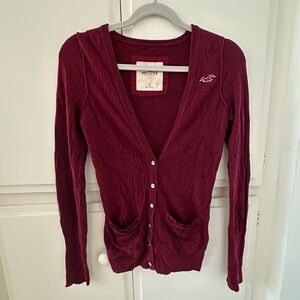 Hollister Burgundy Knit Cardigan